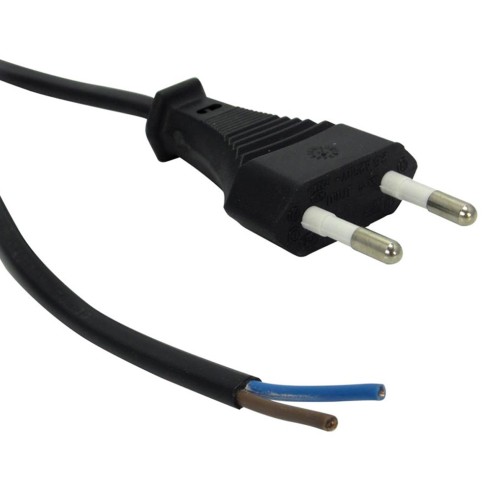 Power cable stripped - Male 2 x 0.75mm - Black - 2 meters