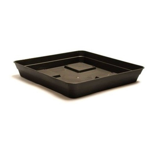 Square black plastic saucer 27 x 27 cm