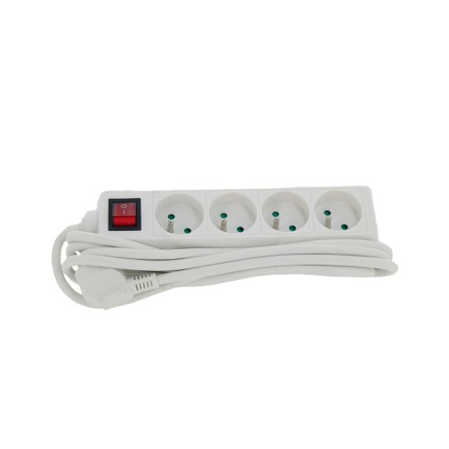 Block of 4 sockets + switch - 16A - White